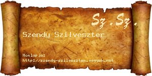 Szendy Szilveszter névjegykártya